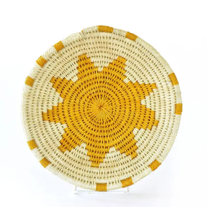 Yellow Sisal Wall Basket  Small