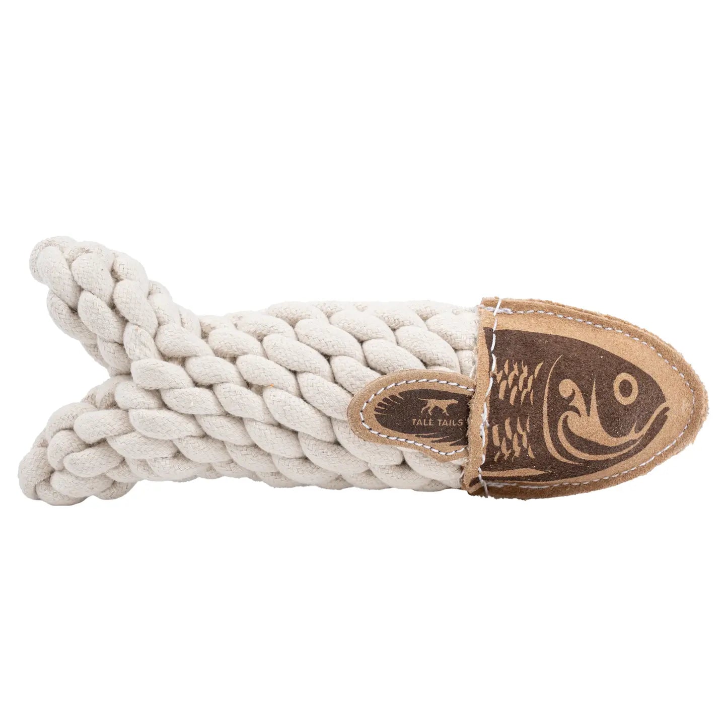 Leather + Rope Crunch Fish Dog Toy