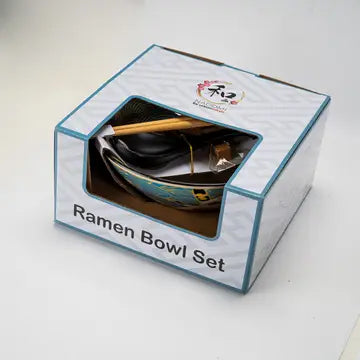 Japanese Crane 24oz Bowl with Chopsticks + Spoon Set