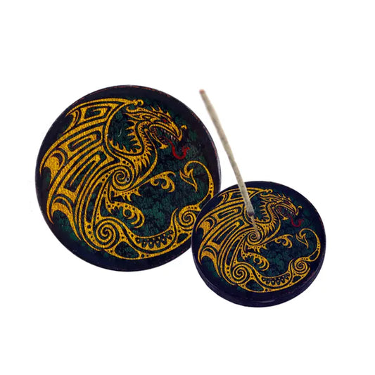 Dragon Round Wood Incense Ash Catcher