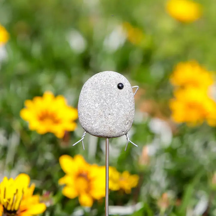 Beach Pebble Bird Pot Stake