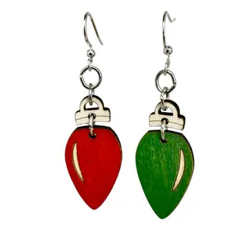 Christmas Lightbulbs Wooden Earrings