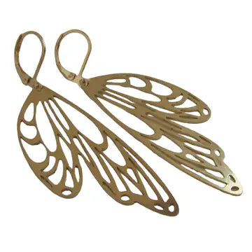 Brass Large Wings Earrings