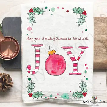 Holidays Filled with Joy Christmas Kitchen Towel