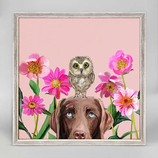 Dogs & Birds Choc Lab Pastel Mini Canvas