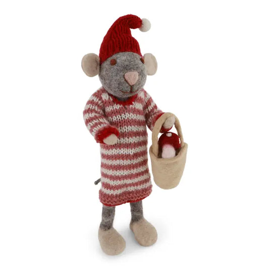 Big Grey Girly Mouse in Dress Mushroom Bucket