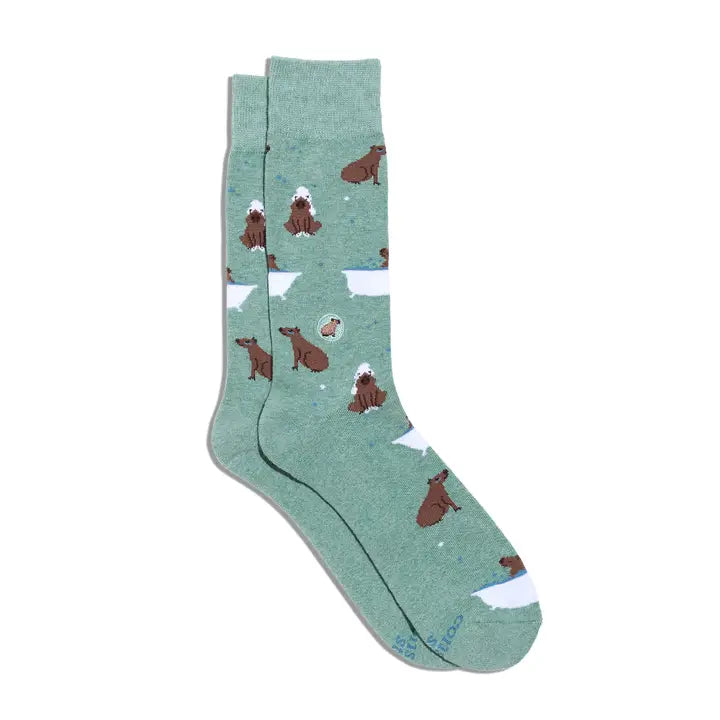 Socks That Support Mental Health Green Capybaras