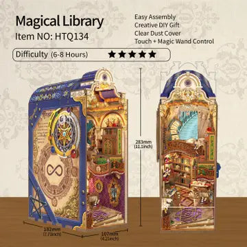 DIY Book Nook Kit:  Magical Library with Dust Cover