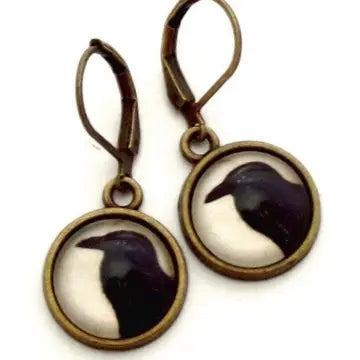 Photo Glass Crow Earrings