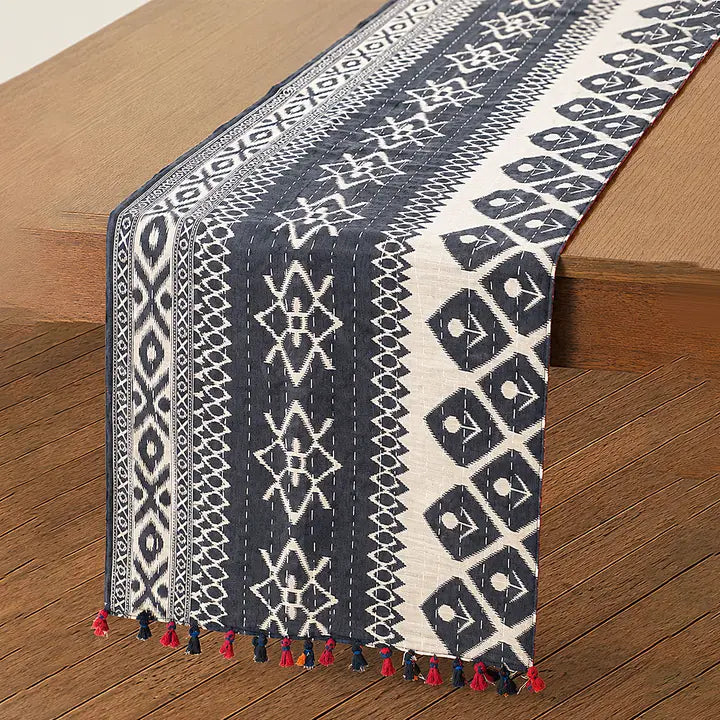 Black Kantha Table Runner