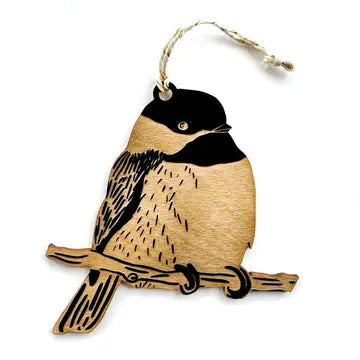 Wooden Chickadee Ornament - Large