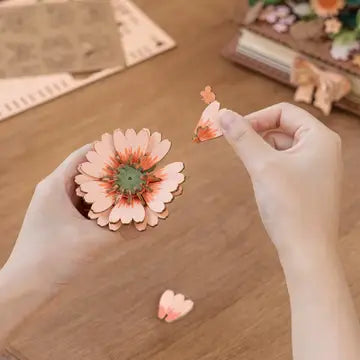 DIY Wooden Blooming Book Flower Bouquet 3D Puzzle
