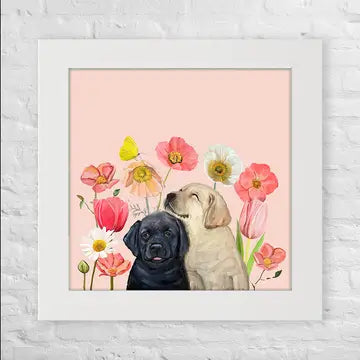 Pups and Bugs Black & Yellow Labs Mini Canvas