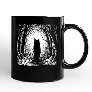 Haunted Forest Black Cat Mug