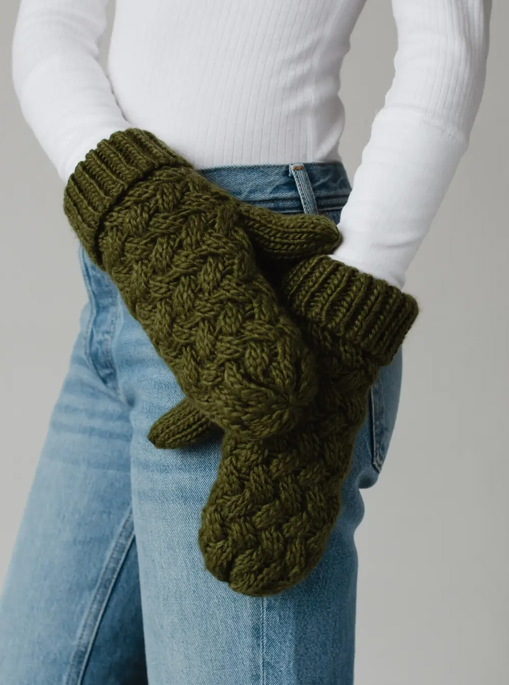 Olive Knit Mittens