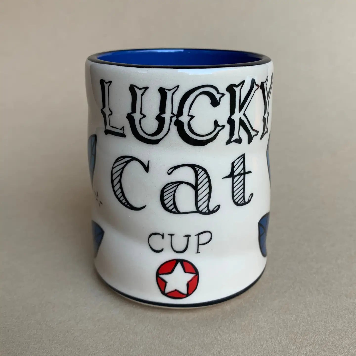Lucky Cat with Mouse  Cup - Large