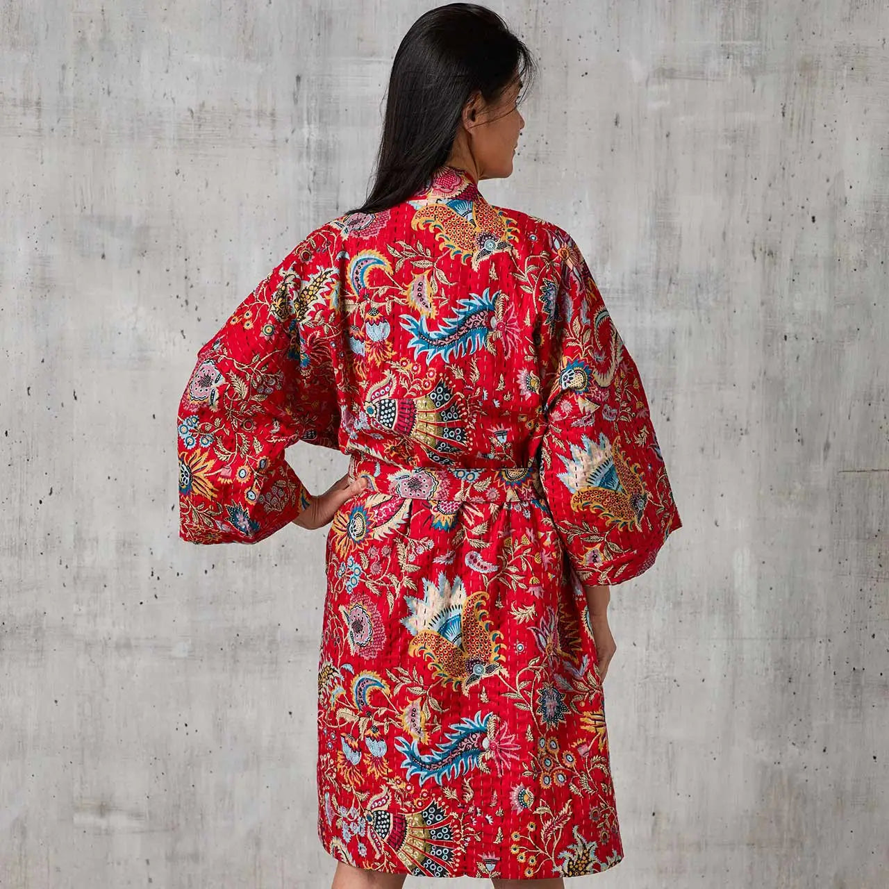 Kantha Robe Crimson Paisley