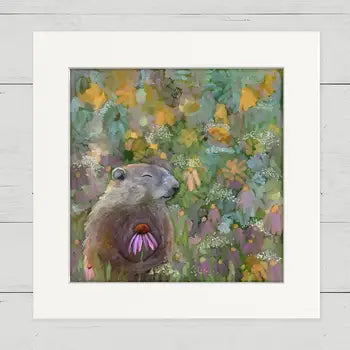 Floral Groundhog Mini Canvas