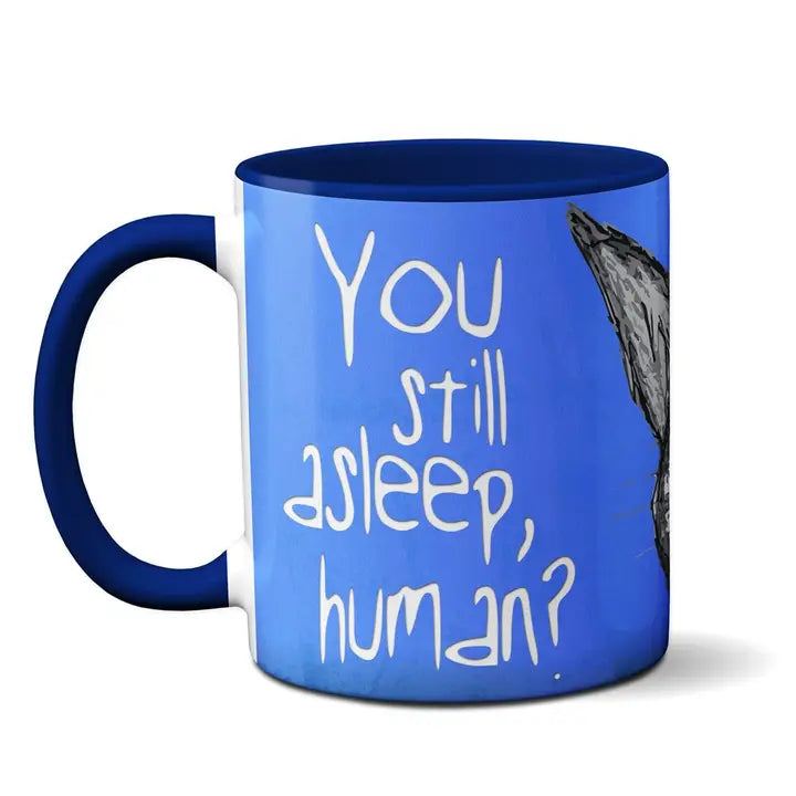 Peeking Cat Asleep Human Mug
