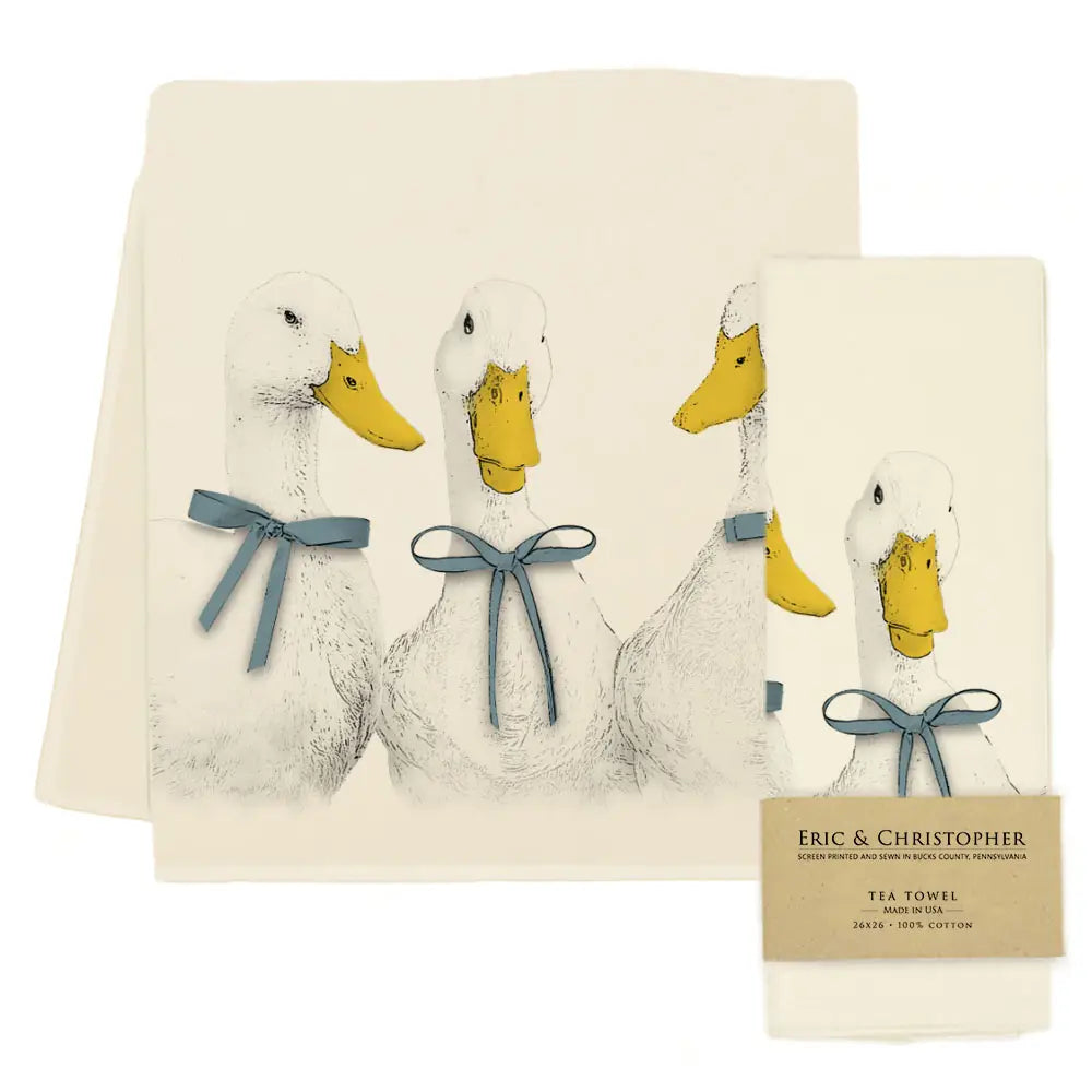 Ducks with Ribbons Tea Towel