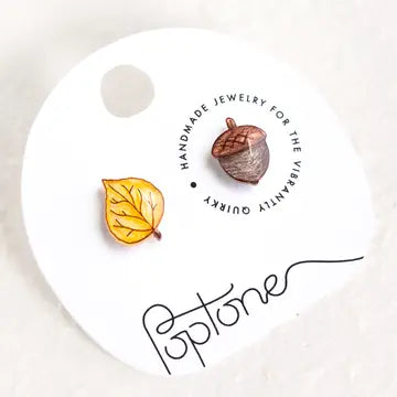 Aspen Leaf / Acorn Stud Earring