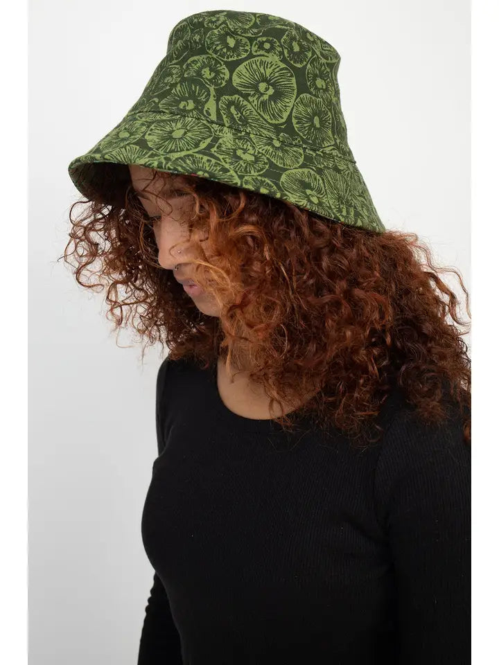 Mushroom Print Bucket Hat Sage