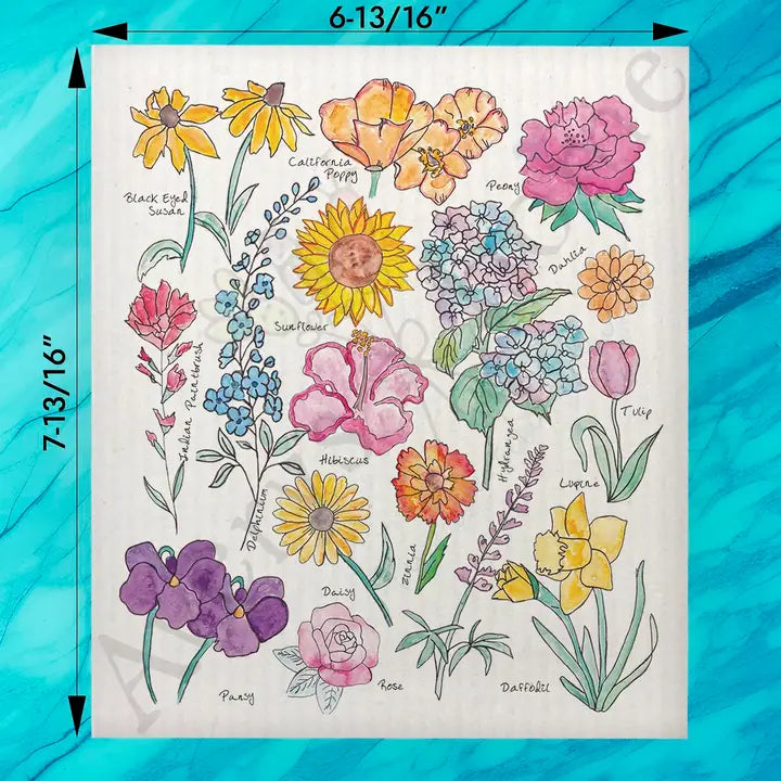 Summer Flowers Swedish Dishcloth