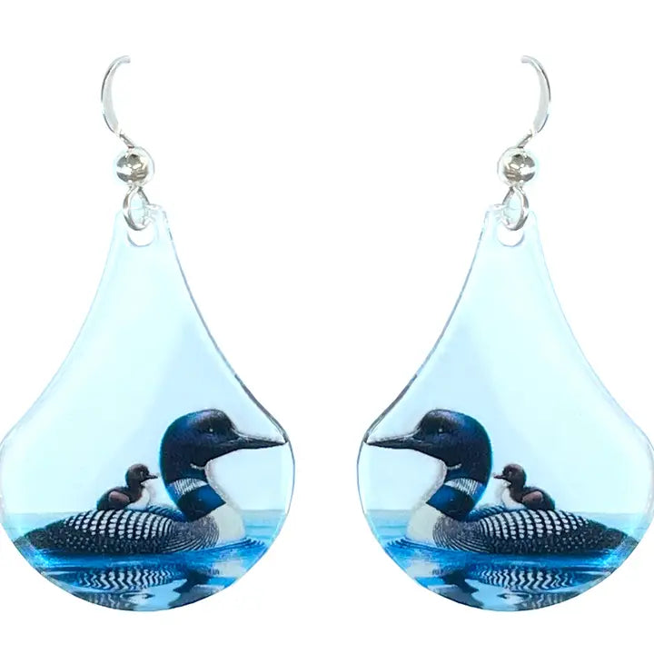 Loon with Baby Acrylic Earrings