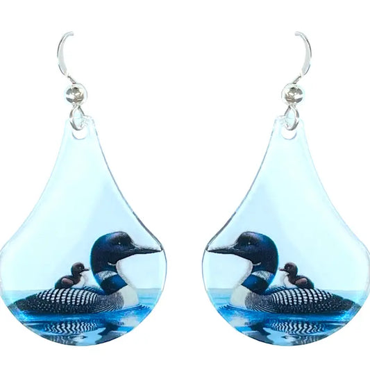 Loon with Baby Acrylic Earrings