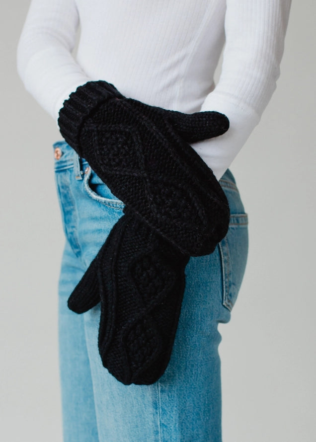 Black Knit Mittens