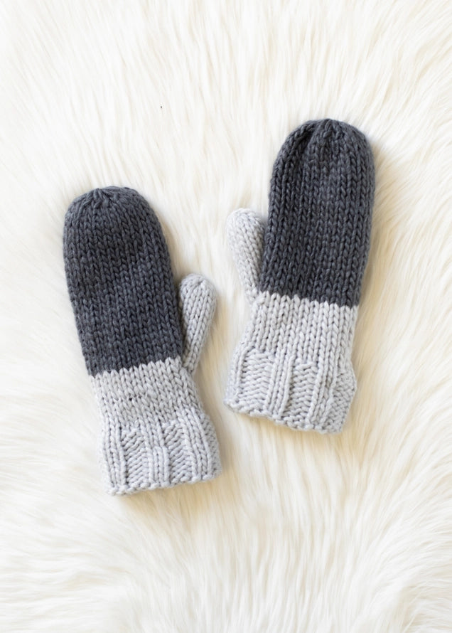 Dark + Light Grey Colorblock Mittens