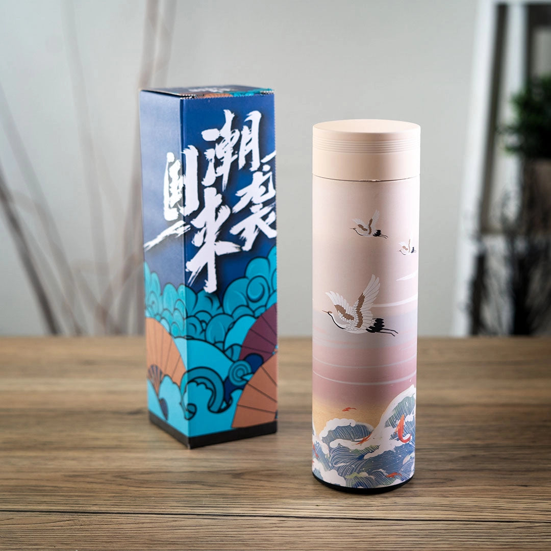 Vacuum Insulated Stainless Thermos Flask Blush Waves/Sun