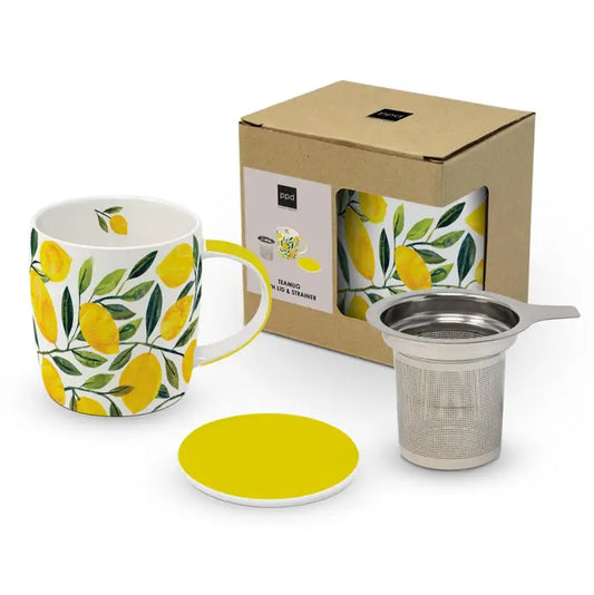 Tea Mug w/Lid & Strainer Tracey's Citronella