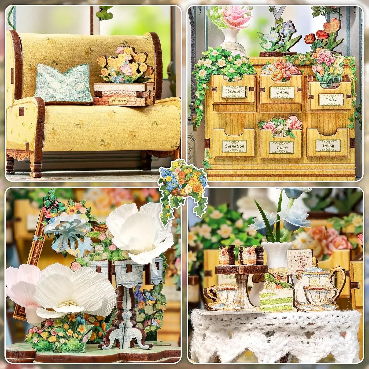 DIY Miniature House Kit:  Windsor Flower House