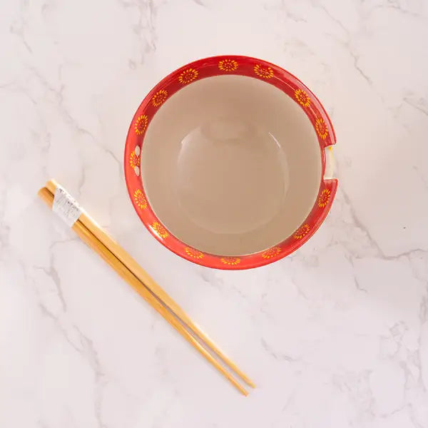 Japanese Crane Design Bowl with Chopsticks set