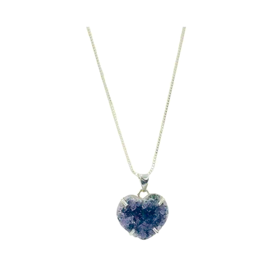 Amethyst Heart Necklace Silver