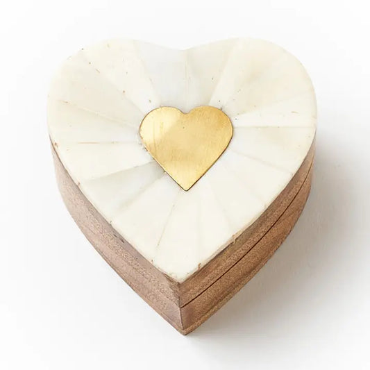 Mukhendu Heart Keepsake Box Bone Brass Inlay