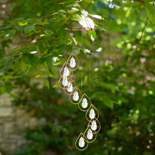 Copper Teardrop Spiral Suncatcher Windchime 35"