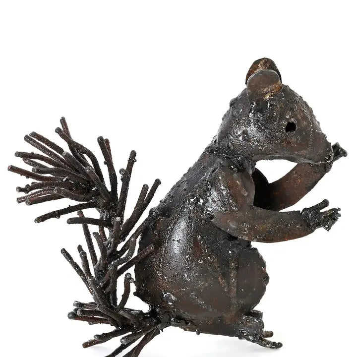 Recycled Metal Squirrel Sculpture