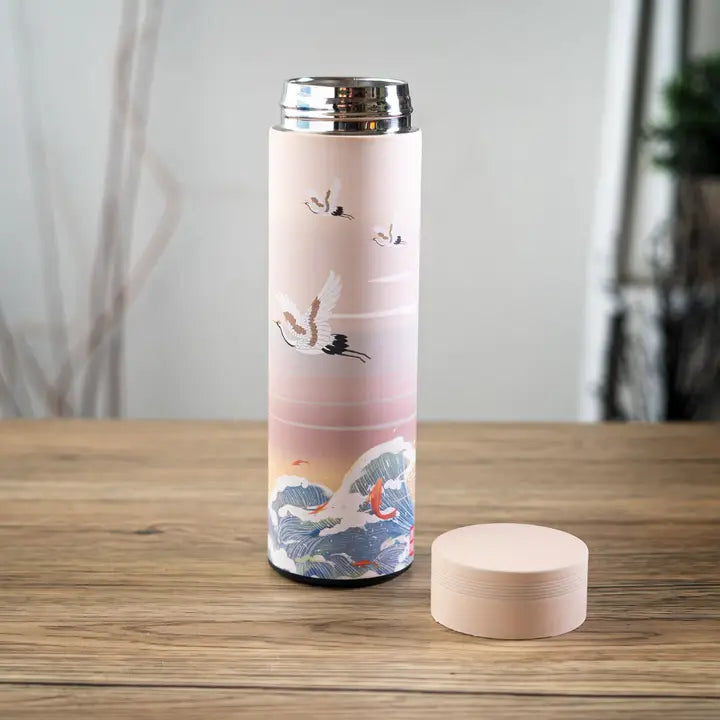 Vacuum Insulated Stainless Thermos Flask Blush Waves/Sun