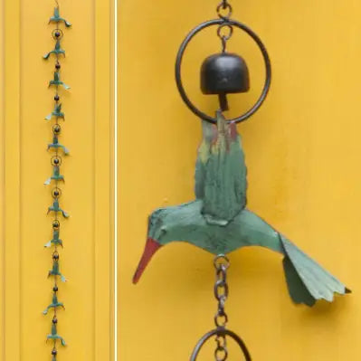 Multicolor Floral Hummingbird Rain Chain