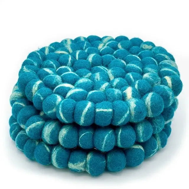 Felted Blue Marbled Trivet