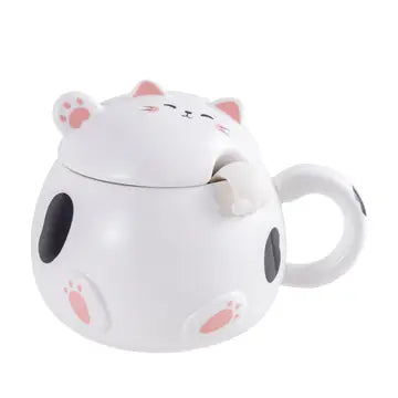 Tea Infuser Mug Whimsy Cat White