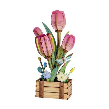 DIY Wooden Puzzle : Pink Tulip Bloom Set