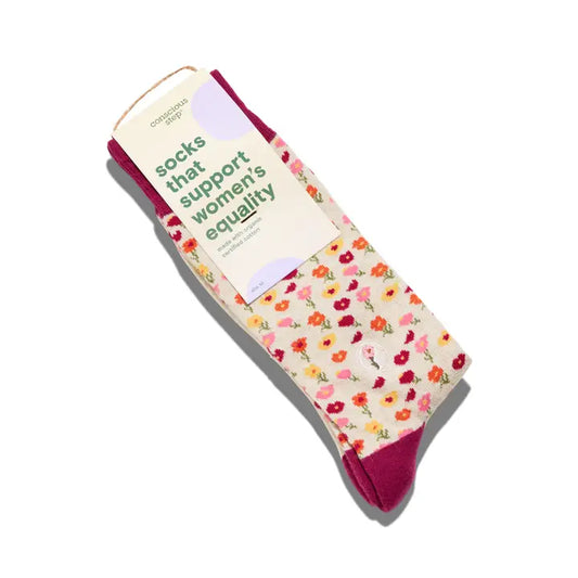 Socks That Support Women's Equality Pink Floral