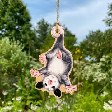 Baby Opossum Wood Print Christmas Ornament