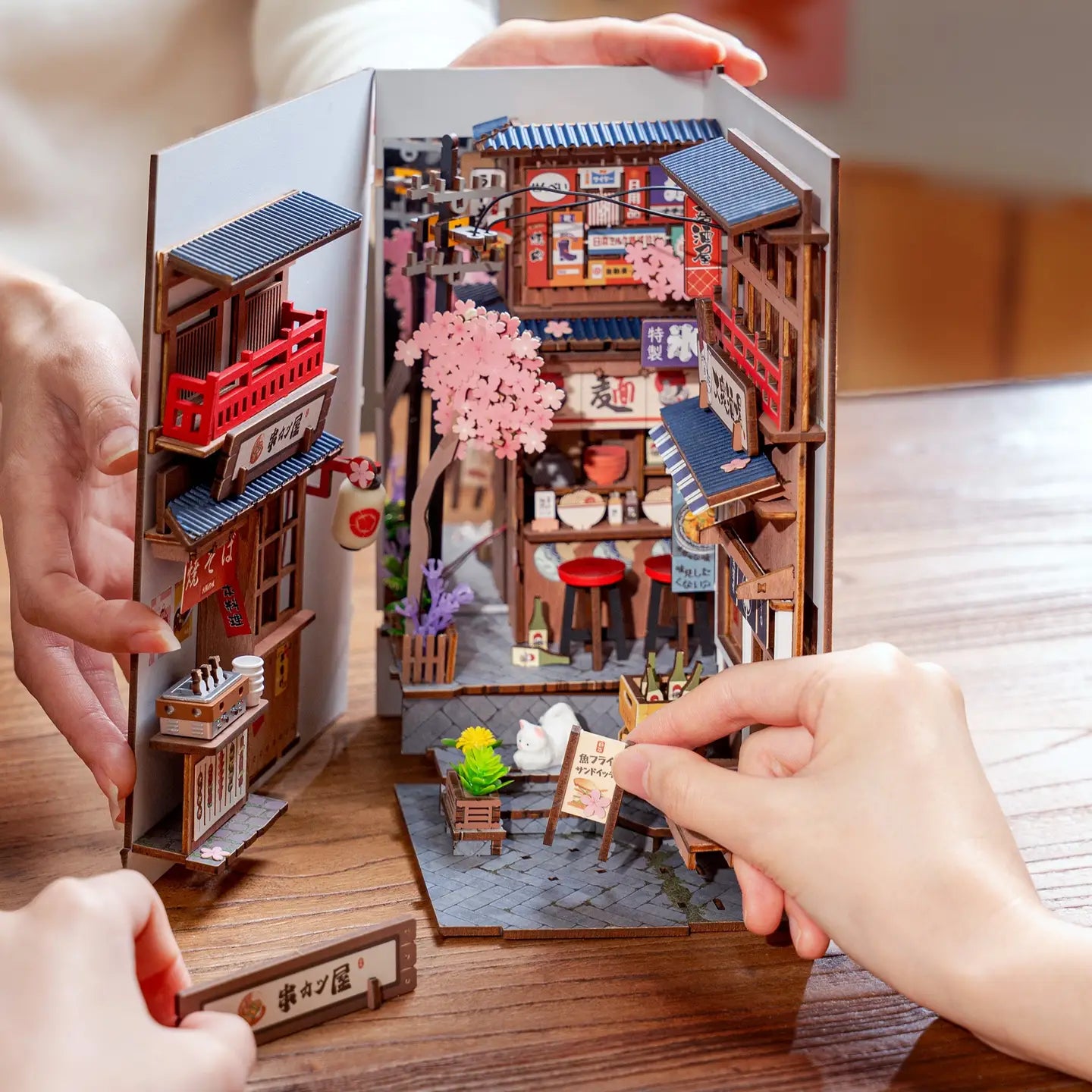DIY Miniature Book Nook Kit: Sakura Wine Alley