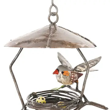Recycled Metal Hanging Bird Nest Sculpture