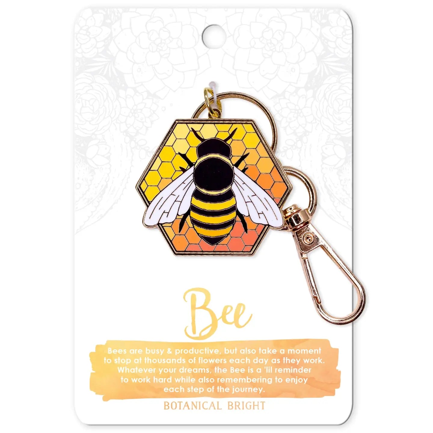 Bee & Honeycomb Enamel Keychain