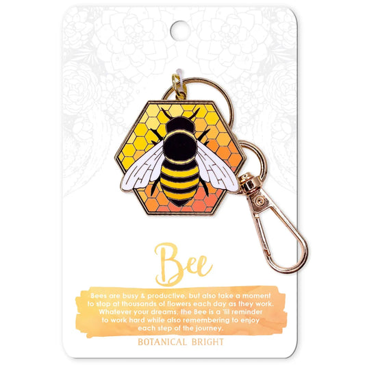 Bee & Honeycomb Enamel Keychain